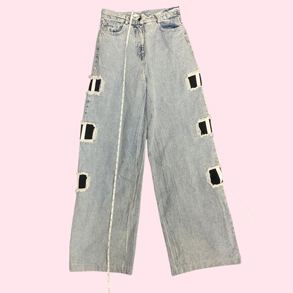 🔥 Soulofmu Light Wash Distressed Wide Leg Jeans – Size M 🔥 - Picture 5 of 10